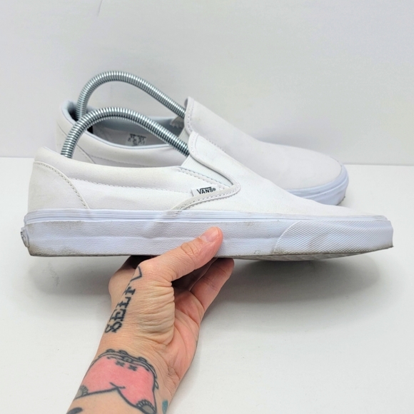 Vans Other - Vans | Classic distressed white canvas slip-on sneakers | MENS 9